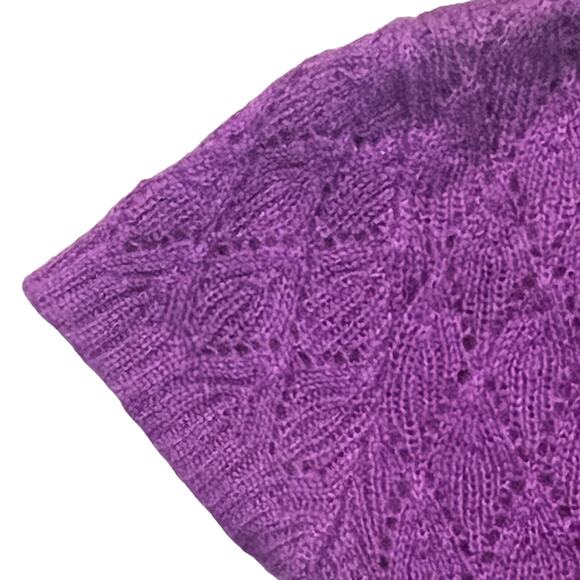 Y2K Delias Purple Size XS Deep V Sweater Knit Long Vest Cap Sleeve Mohair Blend - Picture 7 of 8